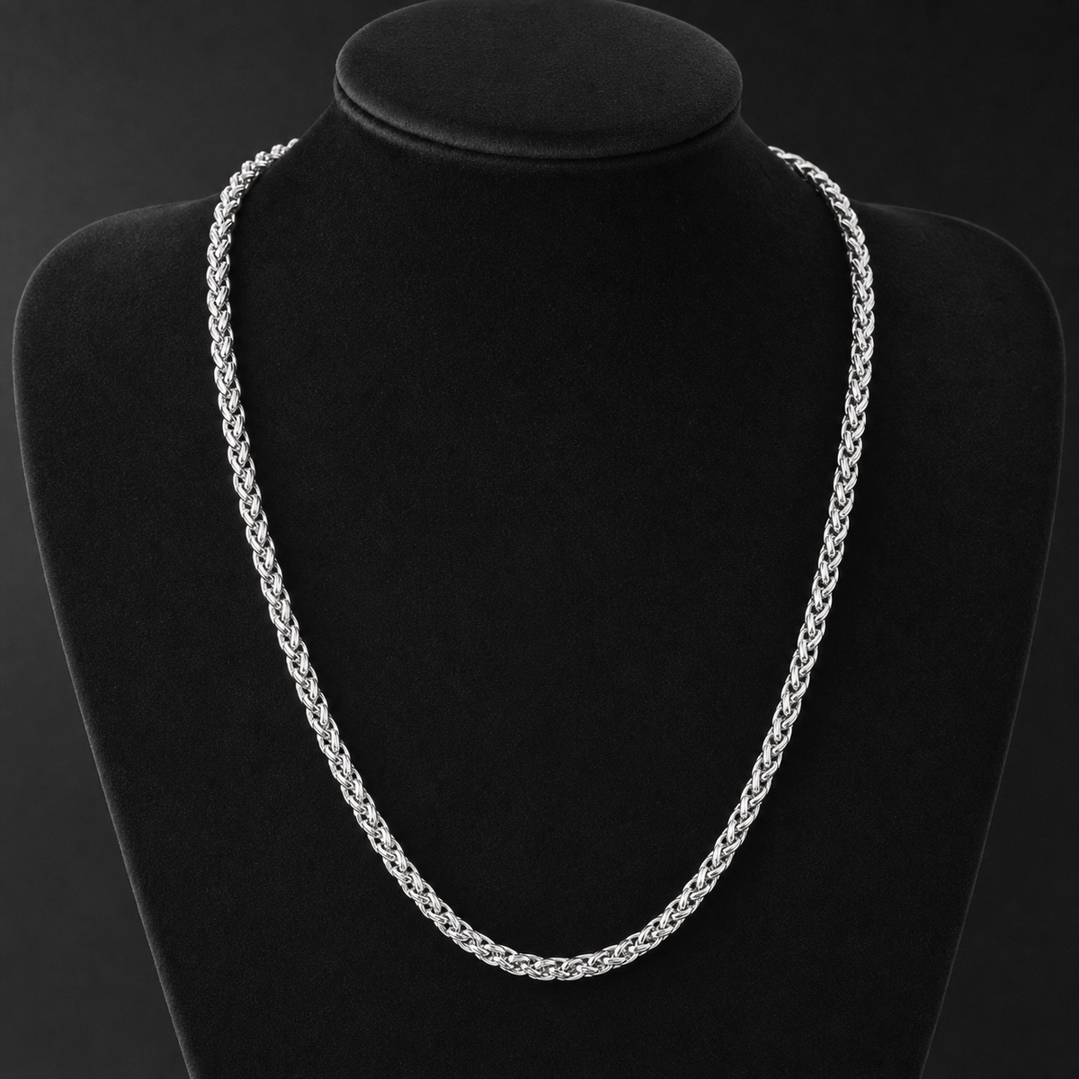 Cadena espiga de trigo de acero inoxidable plateada estilo italiano - Ragazze