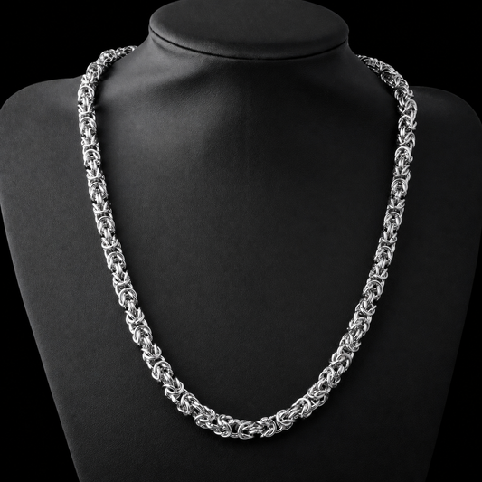 Cadena bizantina de acero inoxidable plateada estilo italiano - Ragazze