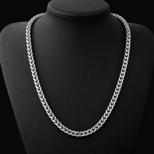 Cadena franco de acero inoxidable plateada estilo italiano - Ragazze