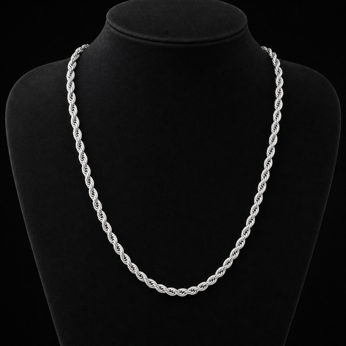 Cadena rope de acero inoxidable plateada estilo italiano - Ragazze